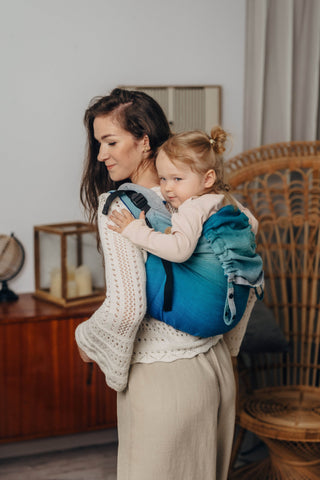 Preschool size wrap conversion waist-less onbuhimo baby backpack carrier in design Airglow.