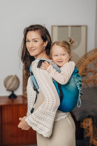 Preschool size wrap conversion waist-less onbuhimo baby backpack carrier in design Airglow.