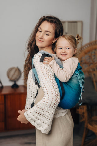 Preschool size wrap conversion waist-less onbuhimo baby backpack carrier in design Airglow.