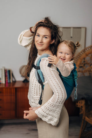 Preschool size wrap conversion waist-less onbuhimo baby backpack carrier in design Airglow.