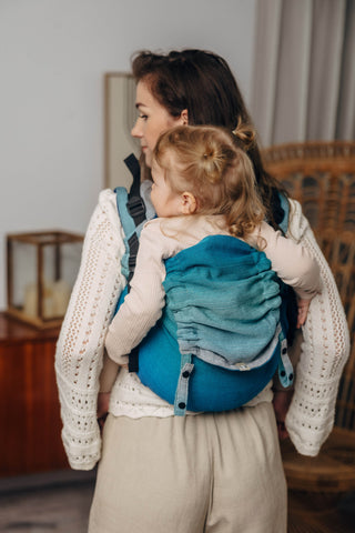 Preschool size wrap conversion waist-less onbuhimo baby backpack carrier in design Airglow.