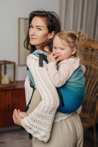 Preschool size wrap conversion waist-less onbuhimo baby backpack carrier in design Airglow.