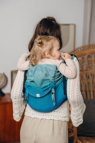 Preschool size wrap conversion waist-less onbuhimo baby backpack carrier in design Airglow.