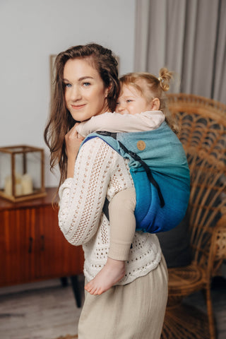 Preschool size wrap conversion waist-less onbuhimo baby backpack carrier in design Airglow.
