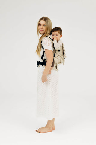 Preschool size wrap conversion soft structured baby backpack carrier (SSC) in bamboo / cotton luxury design Track