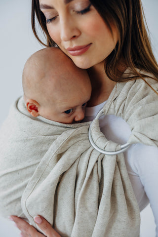 Wrap conversion baby carrier ring sling in luxury fabric blend (cotton/hemp/lyocell) design Airy