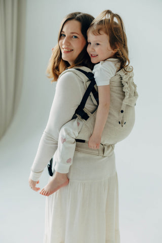 Preschool size soft structured baby backpack carrier in limited edition luxury fabric design Airy