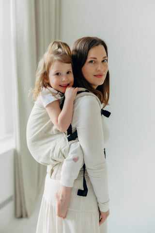 Preschool size soft structured baby backpack carrier in limited edition luxury fabric design Airy