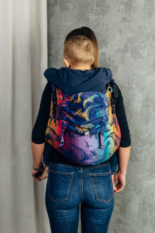 Preschool size wrap conversion waist-less onbuhimo baby backpack carrier in design Jurassic Park - New Era.