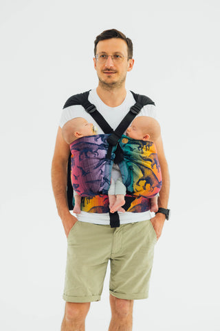 LennyTwin twin carrier and hip sling in jurassic park new era design