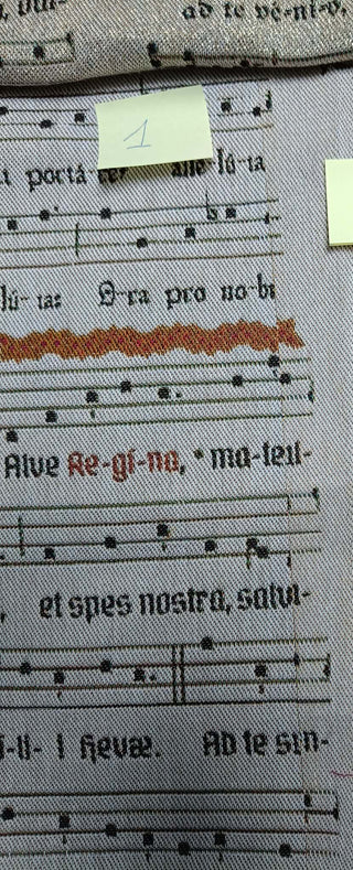 100% cotton fabric Gregorian Chant - the lurex version is on top for comparison
