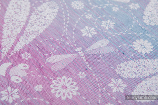 STANDARD SIDE - LennyLamb Limited Edition Dragonfly Lavender design baby wrap fabric sample, available at mama-roo.com