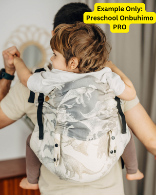 A sample image of a Preschool Onbuhimo PRO - this is not the design you will receive, this is an example of what the item looks like. You will receive this item in the chosen preorder design for this listing.