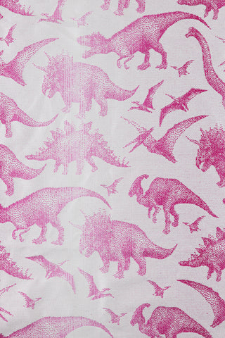 REVERSE - Jurassic Park - Pure Princess - 100% cotton white background with pink dinosaurs