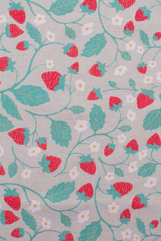 STANDARD SIDE - LennyLamb Limited Edition Strawberries design baby wrap fabric sample, available at mama-roo.com
