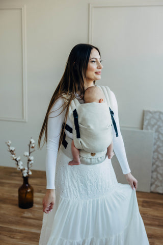 LennyLight wrap conversion soft structured baby backpack carrier (SSC) for children from newborn to 3yrs+ in limited edition luxury fabric blend (cotton/lyocell/hemp) design Airy