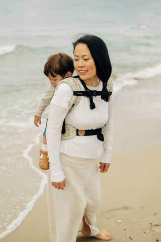 LennyLight wrap conversion soft structured baby backpack carrier (SSC) for children from newborn to 3yrs+ in bamboo / cotton luxury design Infinity Golden Hour