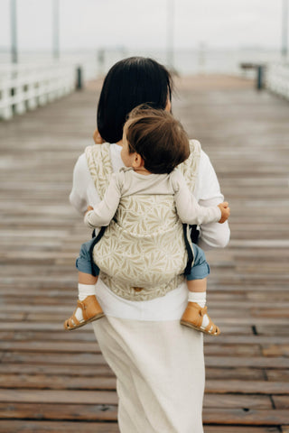 LennyLight wrap conversion soft structured baby backpack carrier (SSC) for children from newborn to 3yrs+ in bamboo / cotton luxury design Infinity Golden Hour