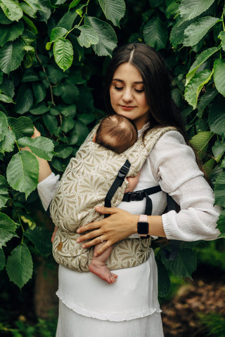 LennyLight wrap conversion soft structured baby backpack carrier (SSC) for children from newborn to 3yrs+ in bamboo / cotton luxury design Infinity Golden Hour