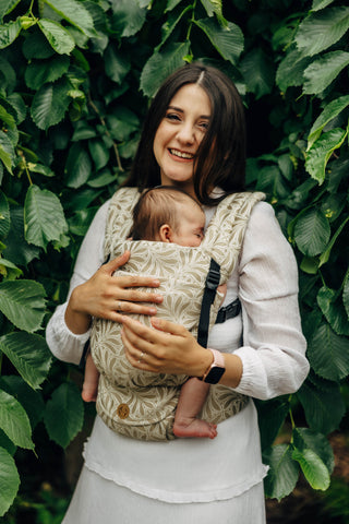 LennyLight wrap conversion soft structured baby backpack carrier (SSC) for children from newborn to 3yrs+ in bamboo / cotton luxury design Infinity Golden Hour