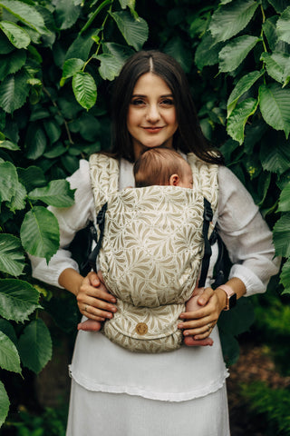 LennyLight wrap conversion soft structured baby backpack carrier (SSC) for children from newborn to 3yrs+ in bamboo / cotton luxury design Infinity Golden Hour