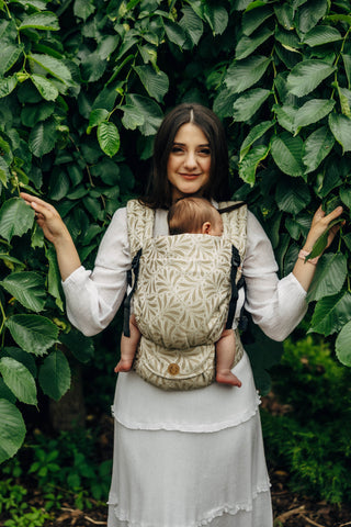 LennyLight wrap conversion soft structured baby backpack carrier (SSC) for children from newborn to 3yrs+ in bamboo / cotton luxury design Infinity Golden Hour