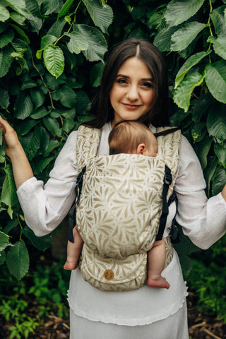 LennyLight wrap conversion soft structured baby backpack carrier (SSC) for children from newborn to 3yrs+ in bamboo / cotton luxury design Infinity Golden Hour