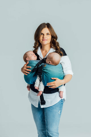 LennyTwin twin carrier and hip sling in the airglow design