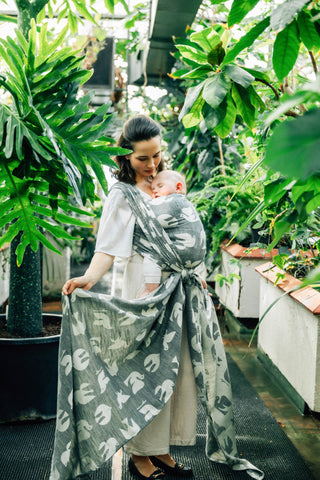 *LE* Long Woven Wrap, Birdy - White Noise *Clearance*