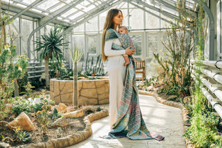 Long woven wrap in Tangled Plait print