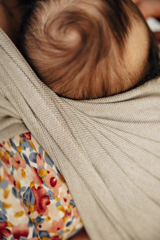 Long woven baby wrap baby carrier in design Peanut Butter