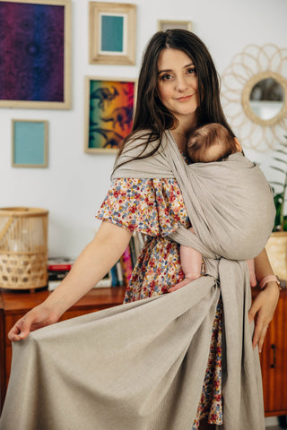 Long woven baby wrap baby carrier in design Peanut Butter