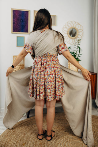 Long woven baby wrap baby carrier in design Peanut Butter