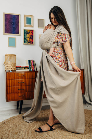 Long woven baby wrap baby carrier in design Peanut Butter