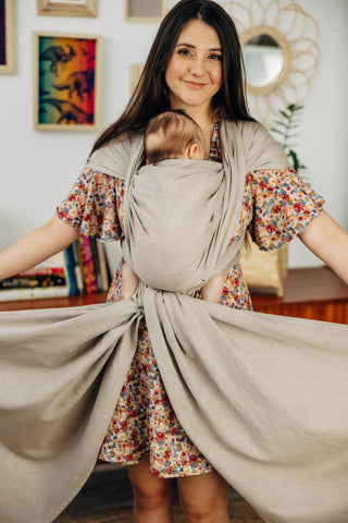 Long woven baby wrap baby carrier in design Peanut Butter