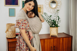 Long woven baby wrap baby carrier in design Peanut Butter