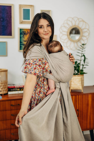 Long woven baby wrap baby carrier in design Peanut Butter