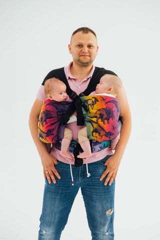 LennyTwin twin carrier and hip sling in jurassic park new era design