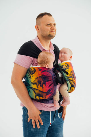 LennyTwin twin carrier and hip sling in jurassic park new era design