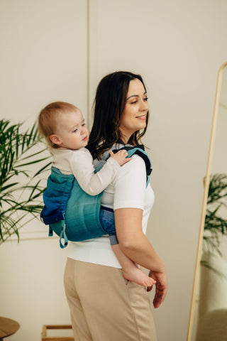 Wrap conversion waist-less onbuhimo baby backpack carrier Onbuhimo PRO in cotton broken twill weave design Airglow