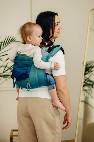 Wrap conversion waist-less onbuhimo baby backpack carrier Onbuhimo PRO in cotton broken twill weave design Airglow