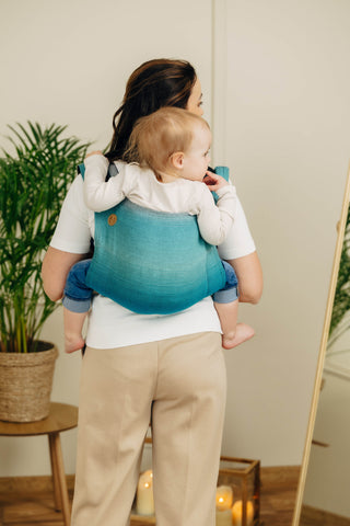 Wrap conversion waist-less onbuhimo baby backpack carrier Onbuhimo PRO in cotton broken twill weave design Airglow