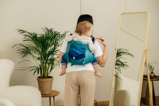 Wrap conversion waist-less onbuhimo baby backpack carrier Onbuhimo PRO in cotton broken twill weave design Airglow