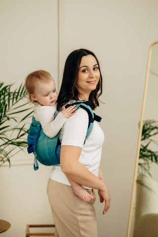 Wrap conversion waist-less onbuhimo baby backpack carrier Onbuhimo PRO in cotton broken twill weave design Airglow