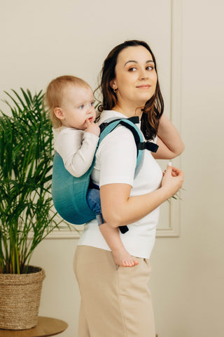 Wrap conversion waist-less onbuhimo baby backpack carrier Onbuhimo PRO in cotton broken twill weave design Airglow