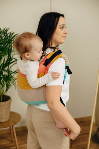 Wrap conversion waist-less onbuhimo baby backpack carrier Onbuhimo PRO in cotton broken twill weave design Pastels