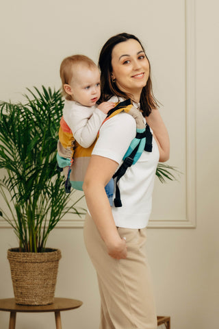 Wrap conversion waist-less onbuhimo baby backpack carrier Onbuhimo PRO in cotton broken twill weave design Pastels