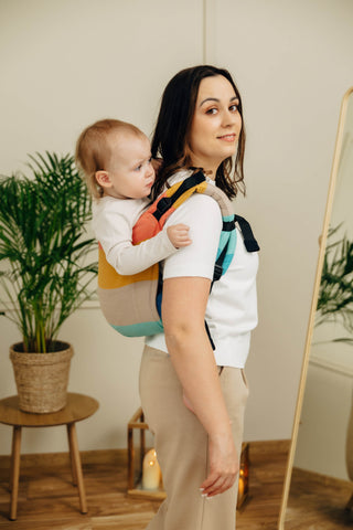Wrap conversion waist-less onbuhimo baby backpack carrier Onbuhimo PRO in cotton broken twill weave design Pastels
