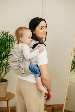Wrap conversion waist-less onbuhimo baby backpack carrier Onbuhimo PRO in cotton broken twill weave design Peanut Butter