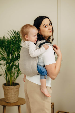 Wrap conversion waist-less onbuhimo baby backpack carrier Onbuhimo PRO in cotton broken twill weave design Peanut Butter